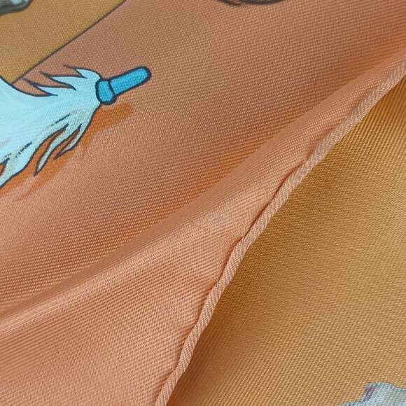 HERMES Orange Silk Scarf - Picture 4 of 7